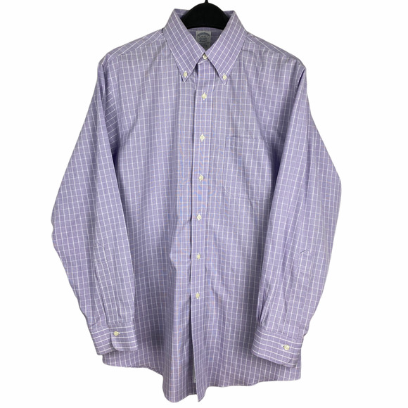 Brooks Brothers 16 33 (Large) Non Iron Check lavender - Picture 3 of 5